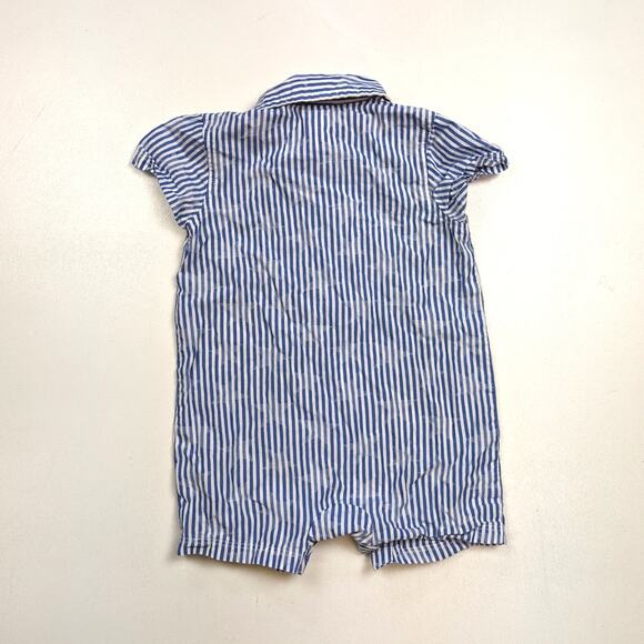 Cat & Jack Romper Outfit Baby Boys Sz 6-9m Fourth of July Patriotic Stripe Polo - Picture 3 of 5